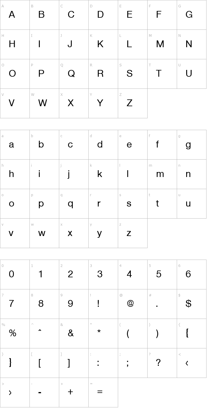 Character Map Olnova-Medium Font