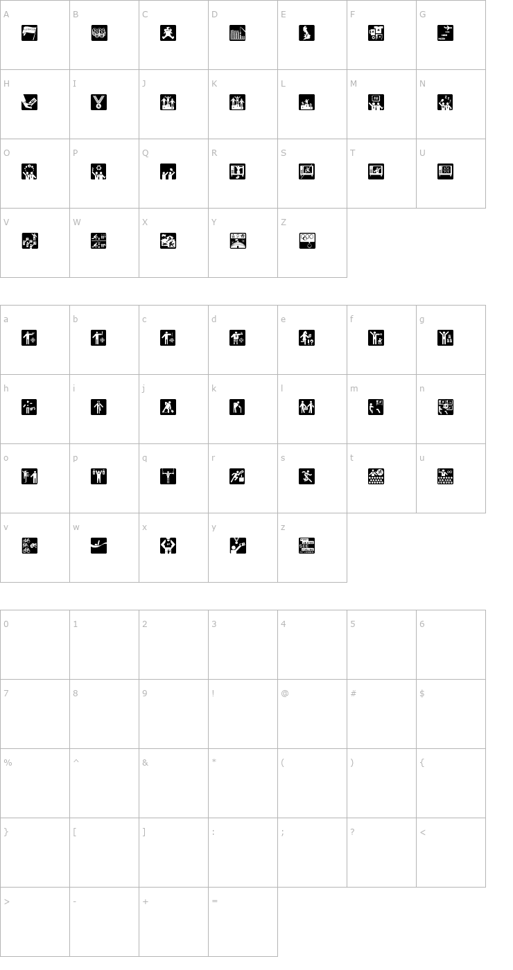 Character Map Olympukes Dark Font