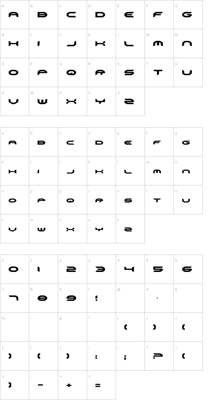 Character Map Omni Girl Font