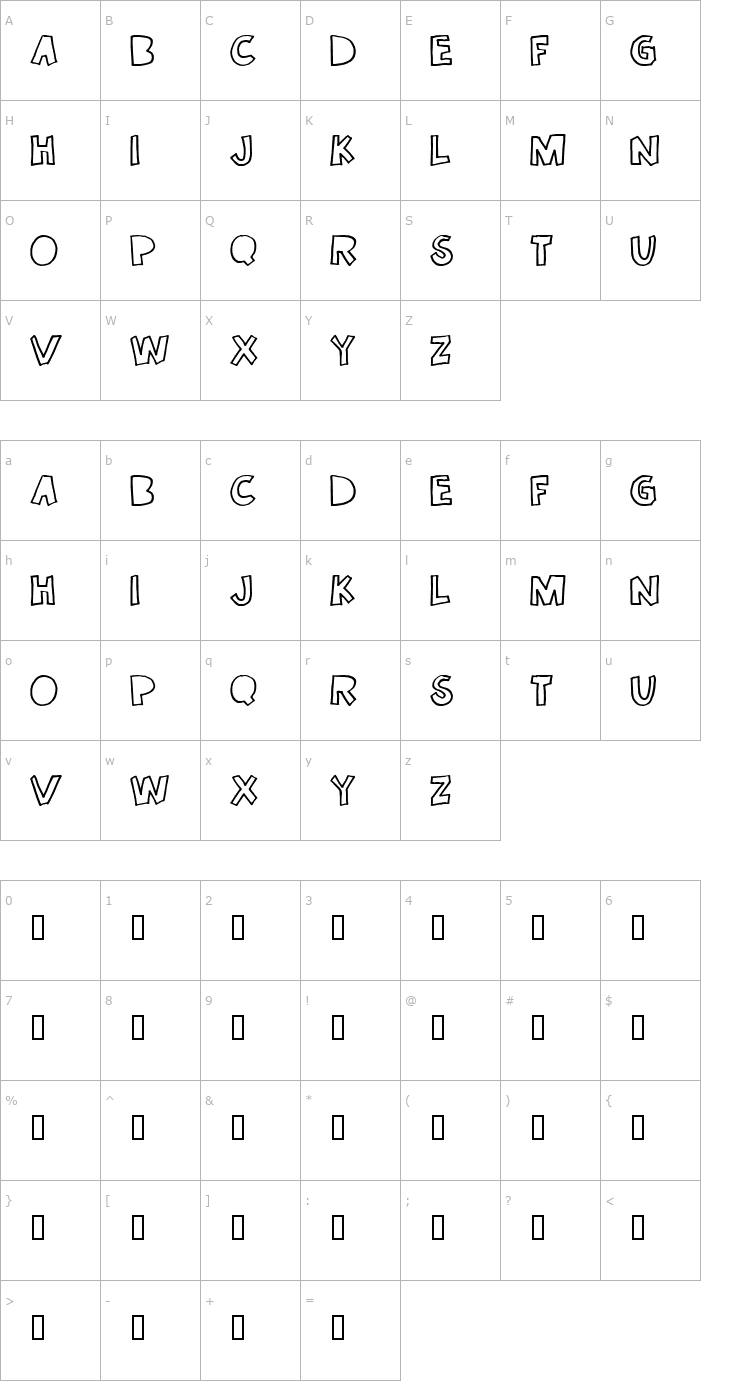 Character Map Once in a while Font