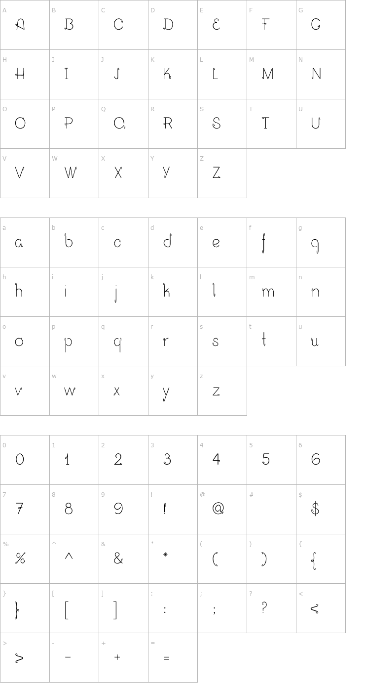 Character Map Opalo OTF Font