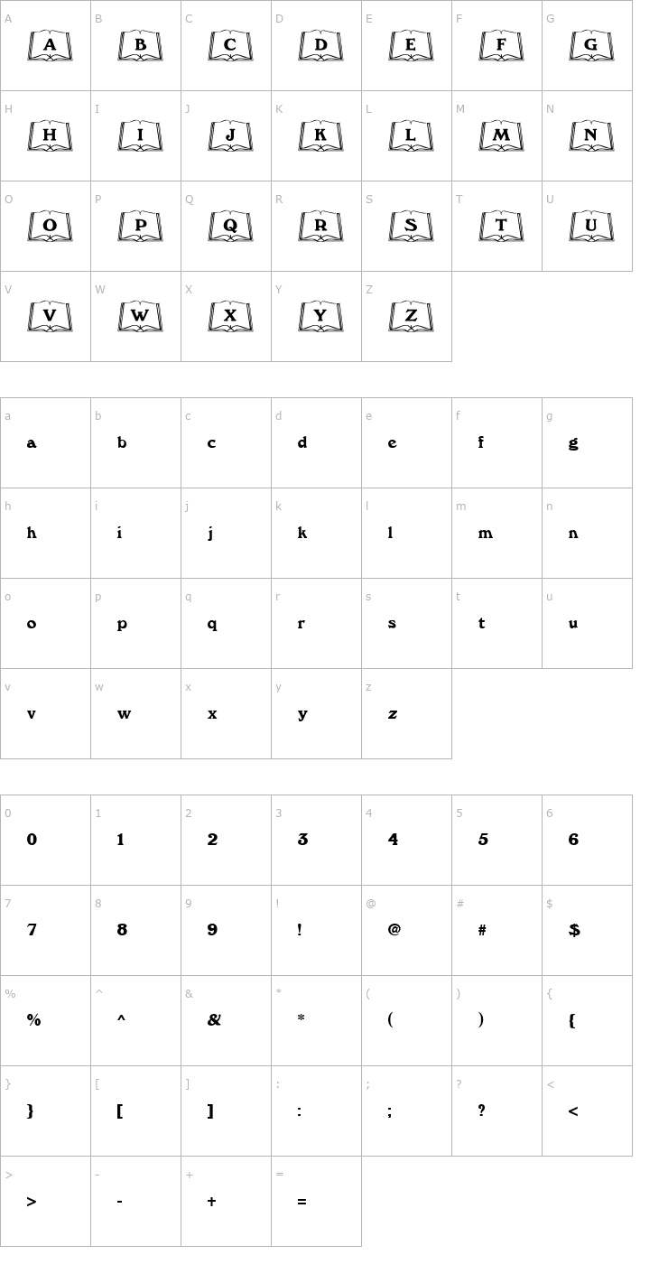 Character Map OpenBook Becker Font