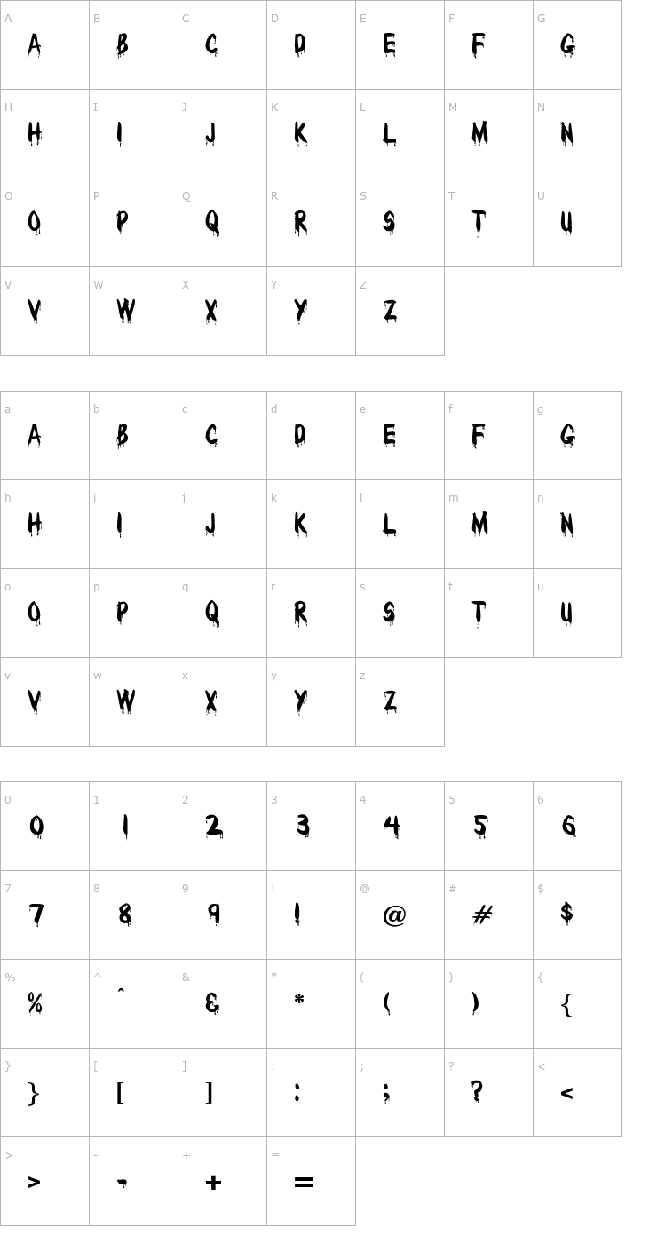 Character Map OPTIDracula Font