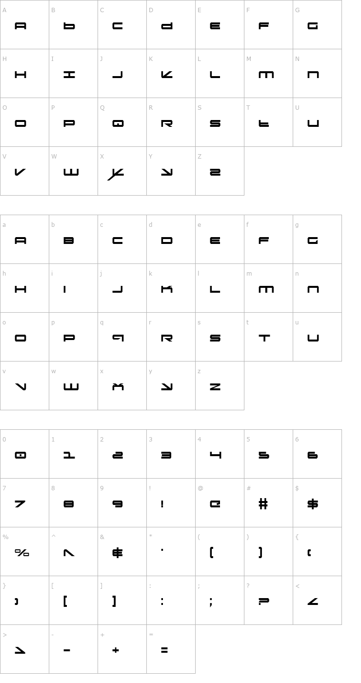 Character Map Oramac Condensed Font