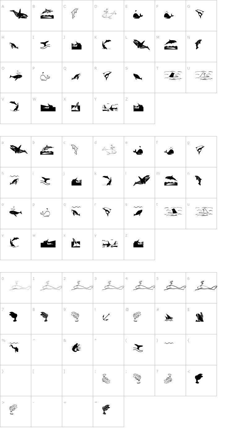 Character Map Orcas Font