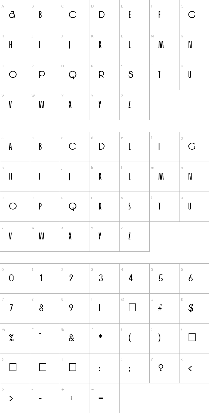 Character Map Organ Regular Font