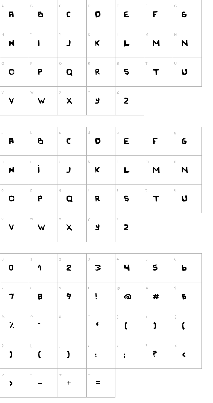 Character Map Original Olinda Style Font