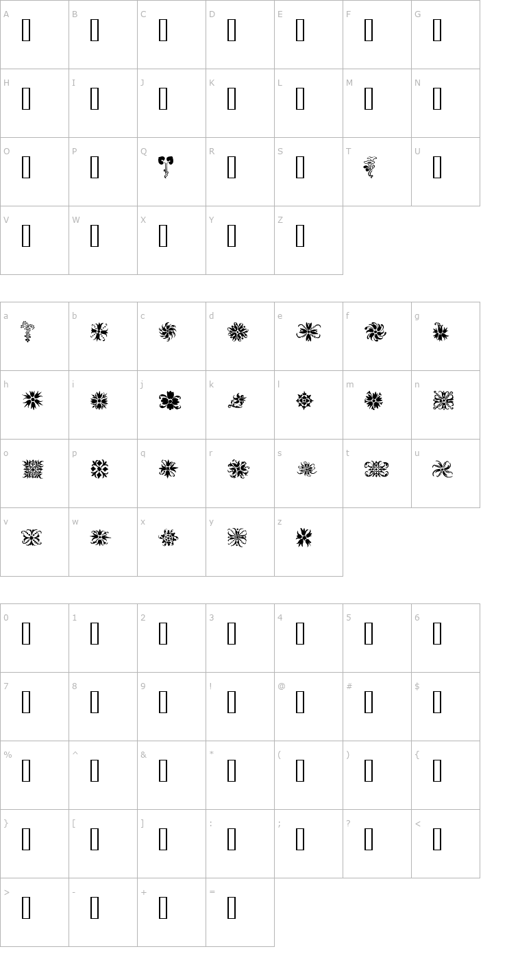 Character Map Orna 2 Font