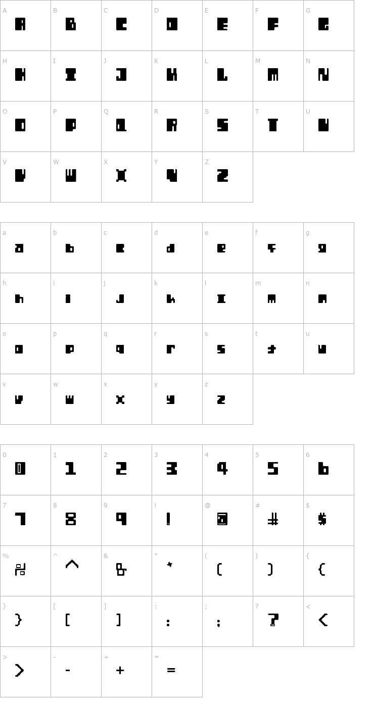 Character Map Orthotopes Font