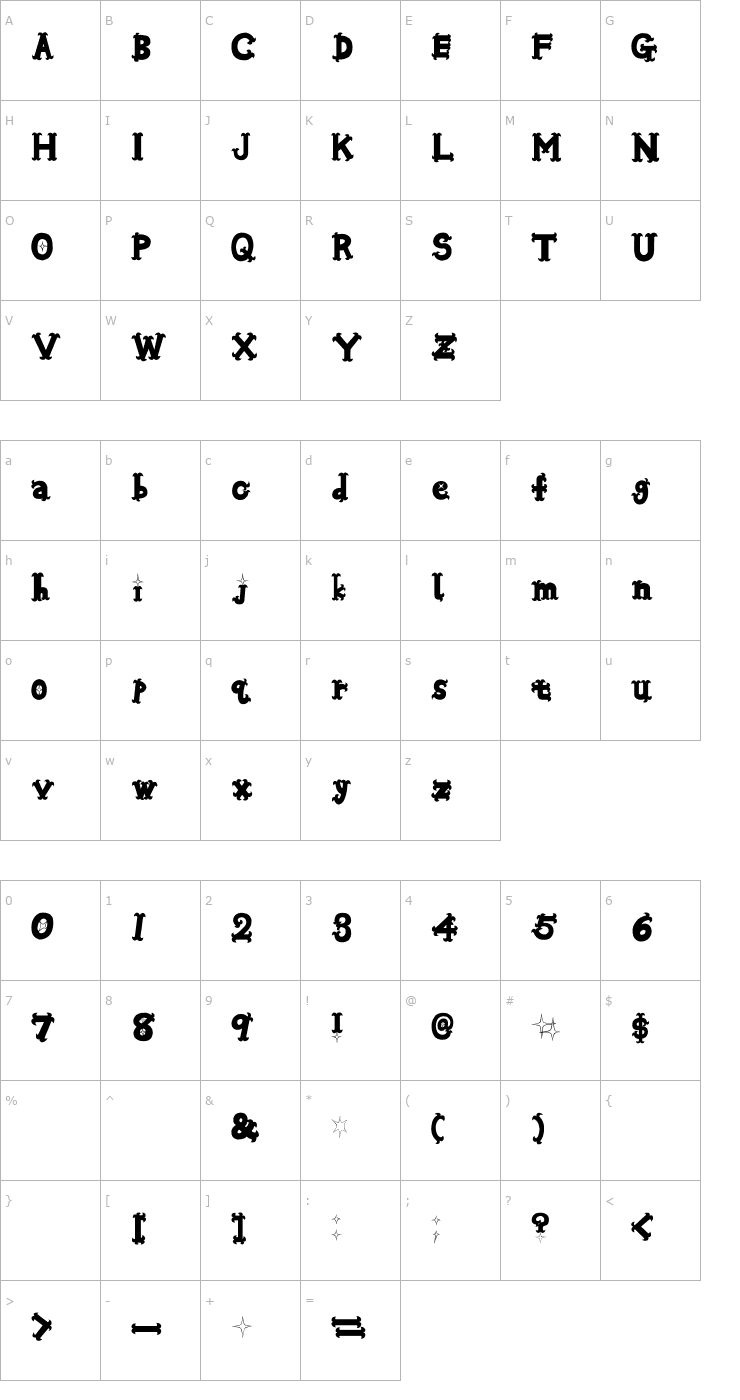 Character Map Oshare Black Font