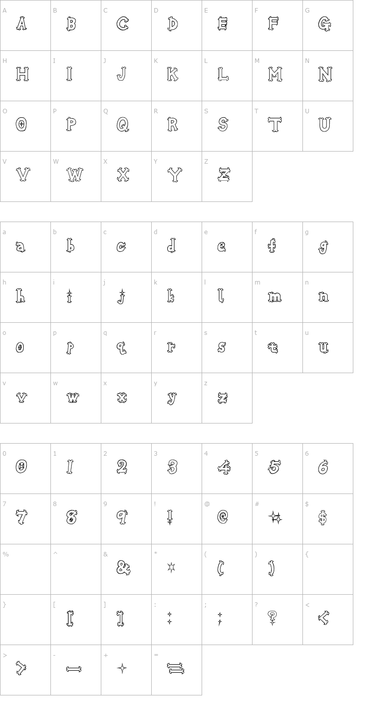 Character Map Oshare Honenuki Font