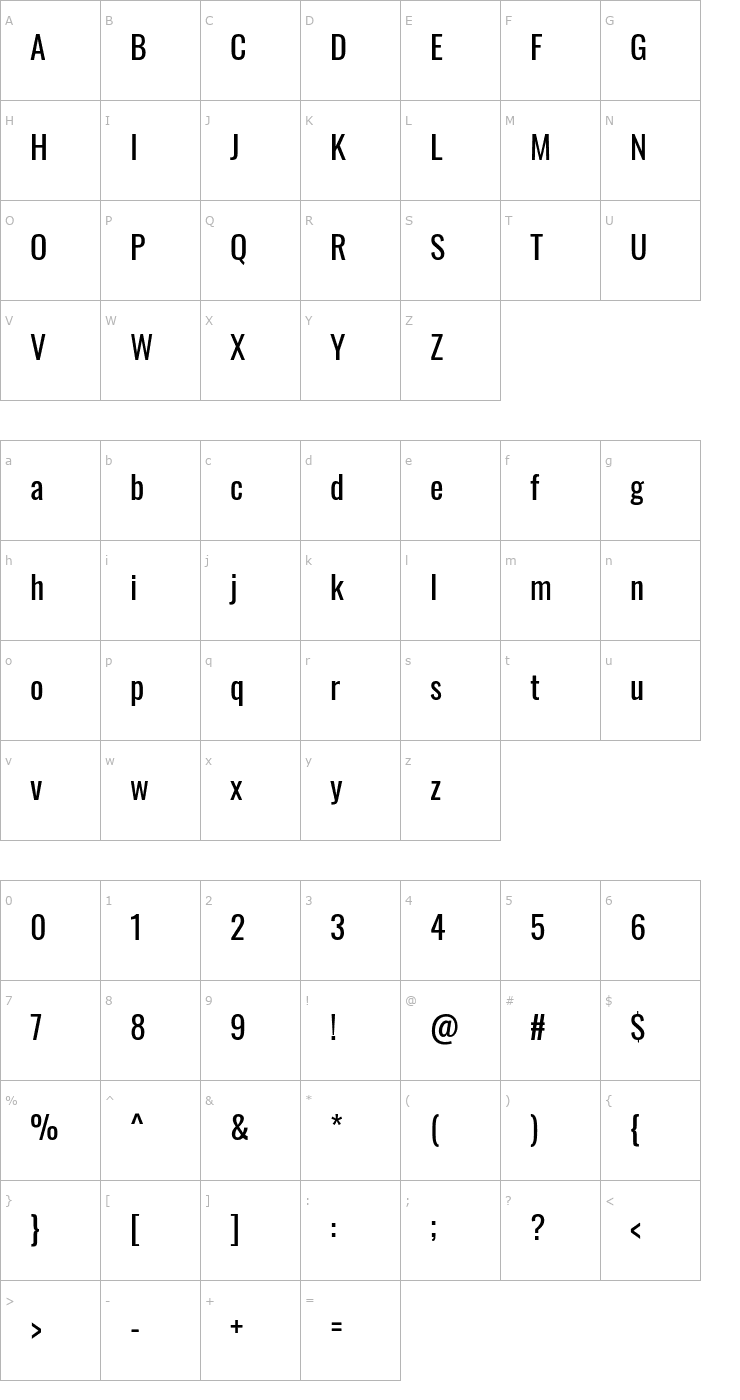 Character Map Oswald Font