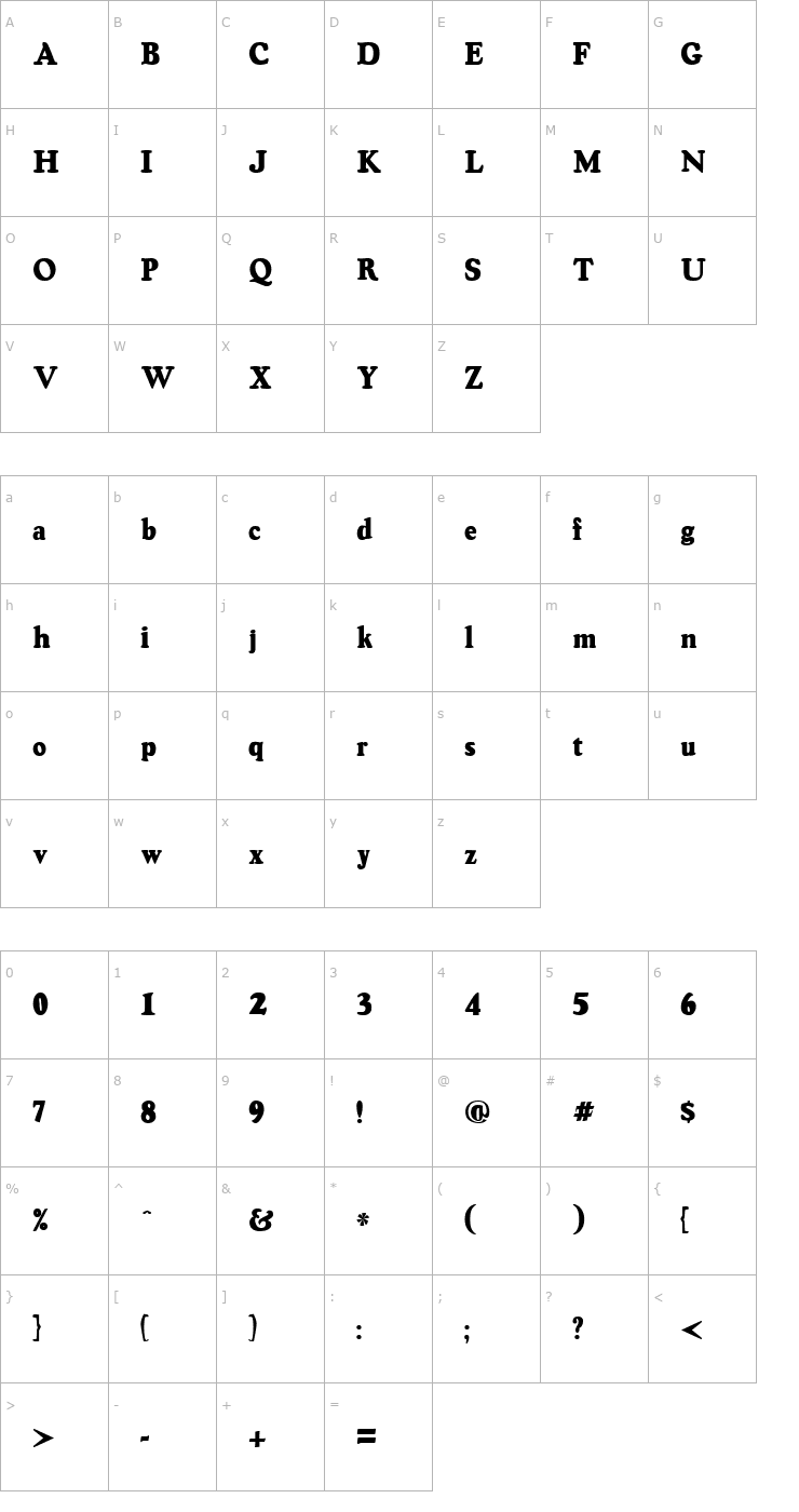 Character Map OswaldGrey Regular Font