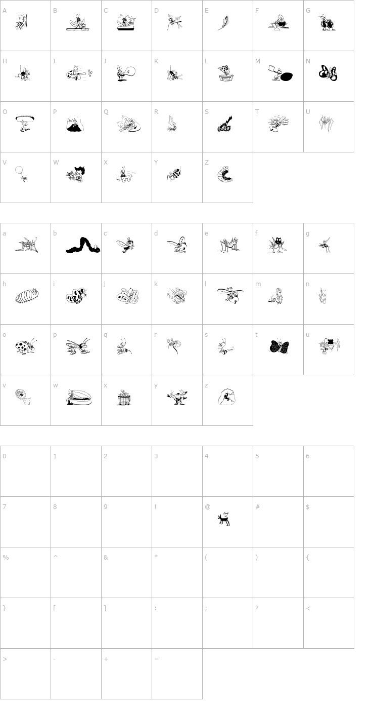 Character Map OurLittleDarlings-One Font