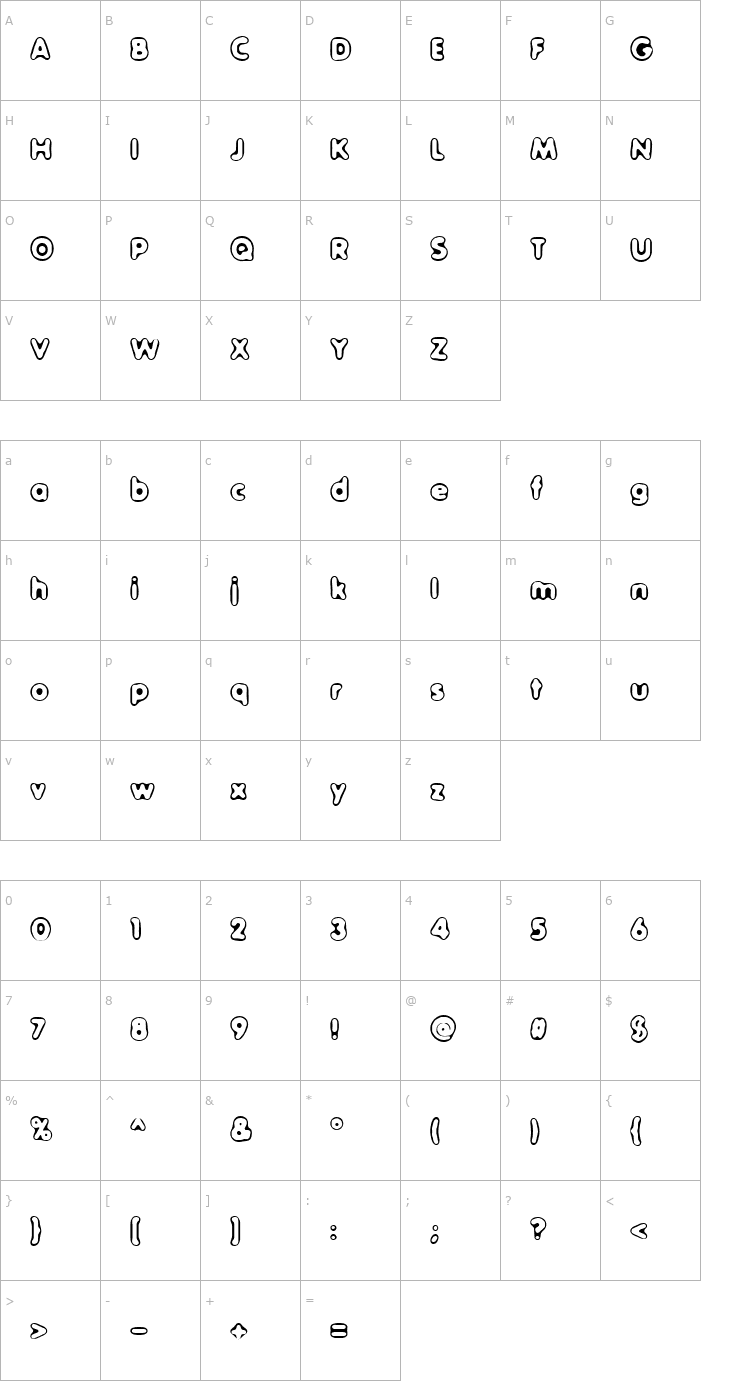 Character Map Outer Sider (BRK) Font