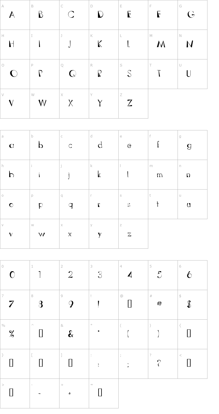 Character Map Outhaus A Font