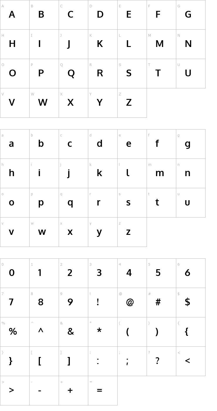 Character Map Oxygen Bold Font