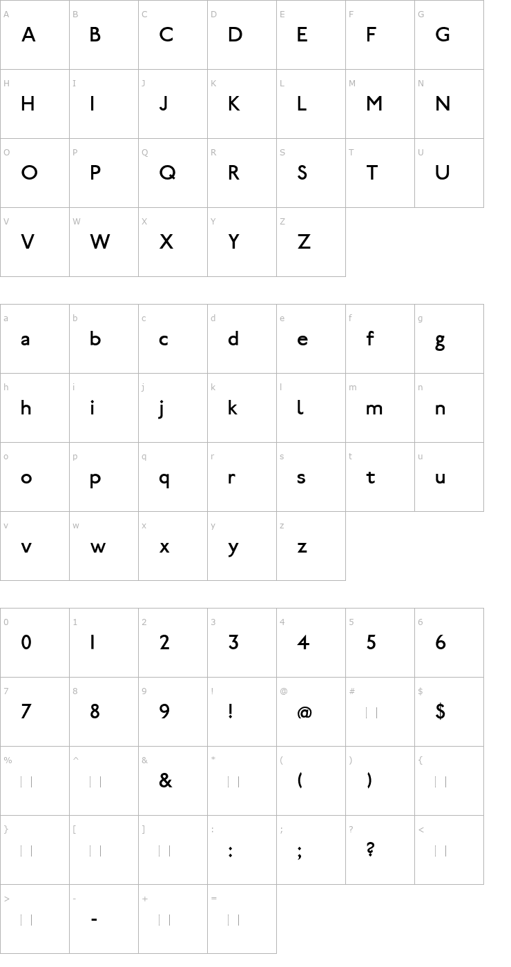 Character Map Paddington Font