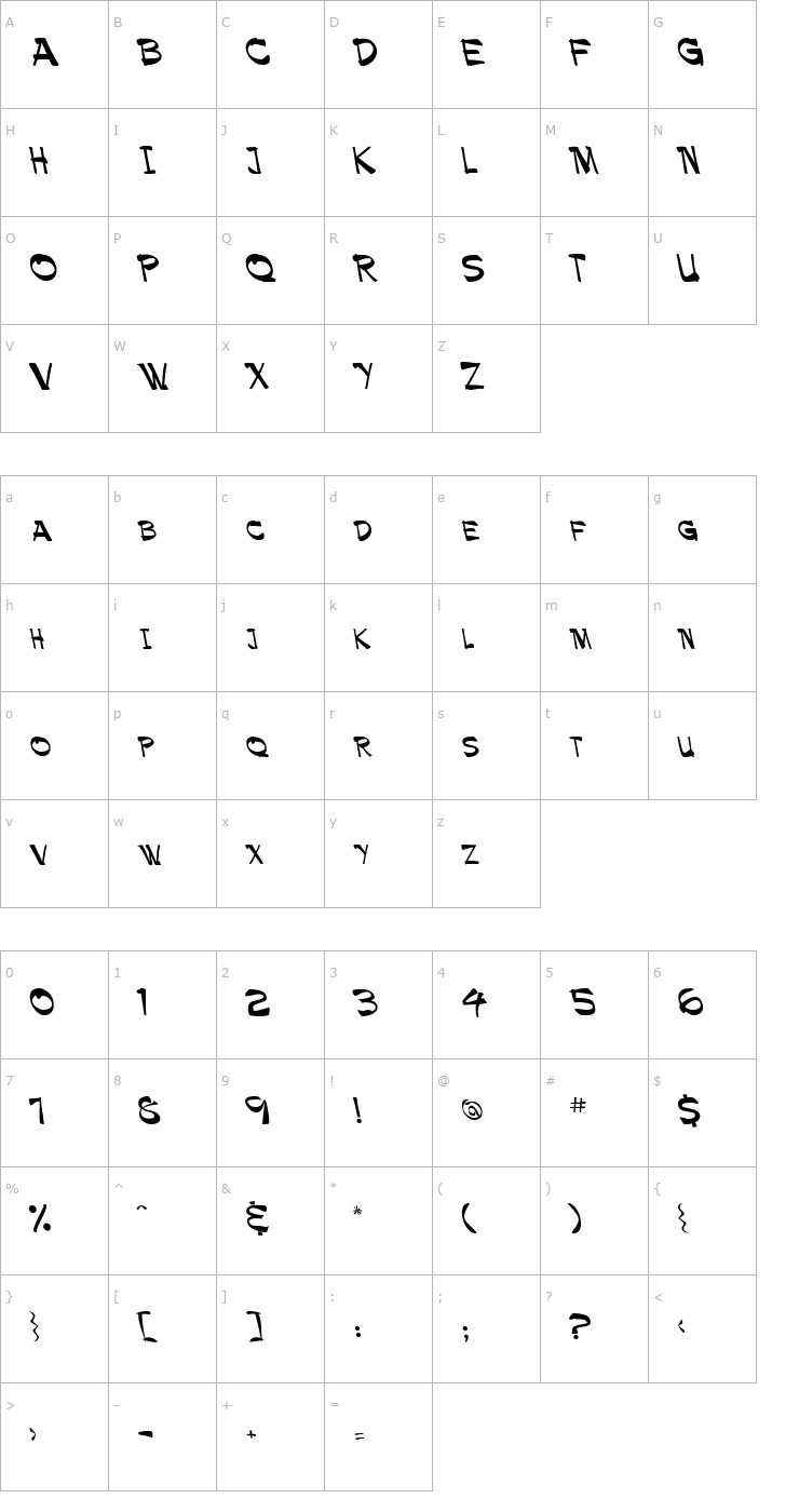 Character Map Palamino Reverse Italic Font