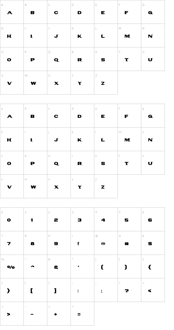 Character Map PanAm Text Font