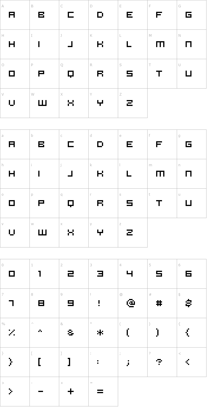 Character Map Pannetje 10 Font