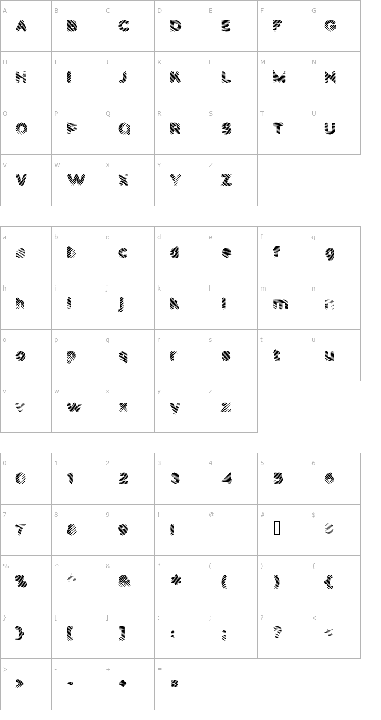 Character Map Pants Patrol Font