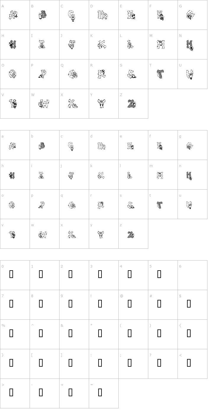 Character Map Patchwork Angel Font