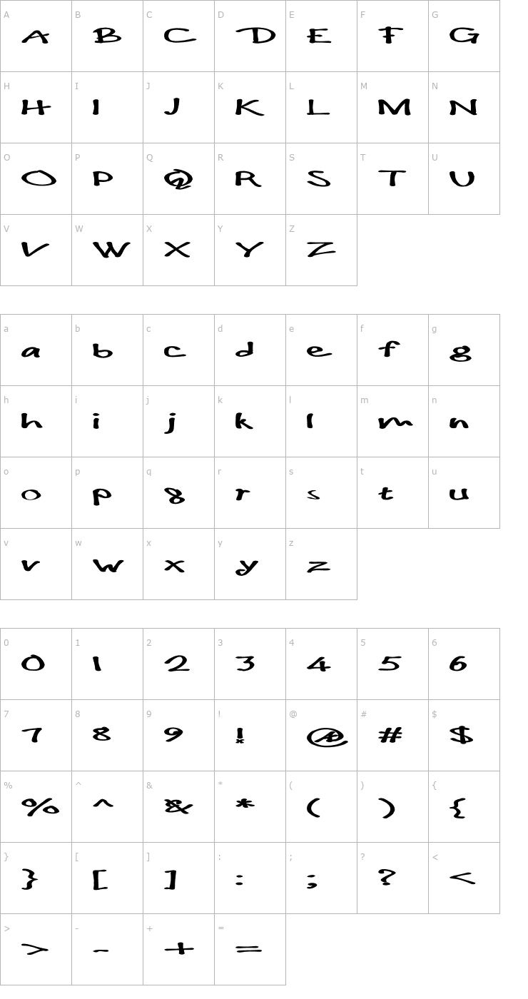 Character Map !PaulMaul Longs Bold Font