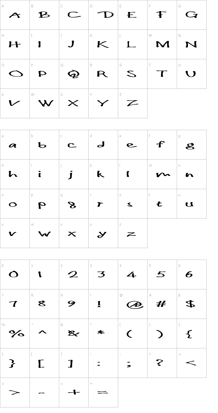 Character Map !PaulMaul Longs Font