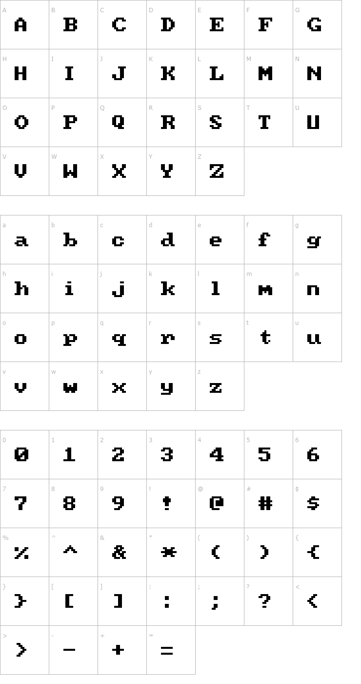 Character Map PC Senior Font