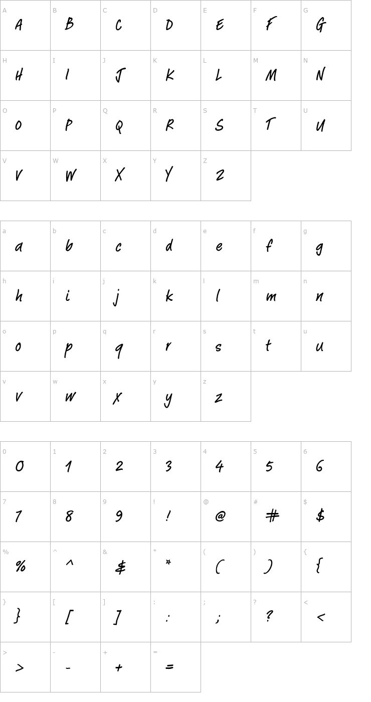 Character Map Peekaboo Font