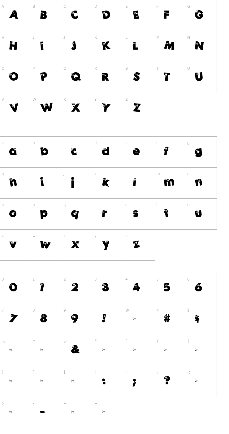 Character Map Peeps Font