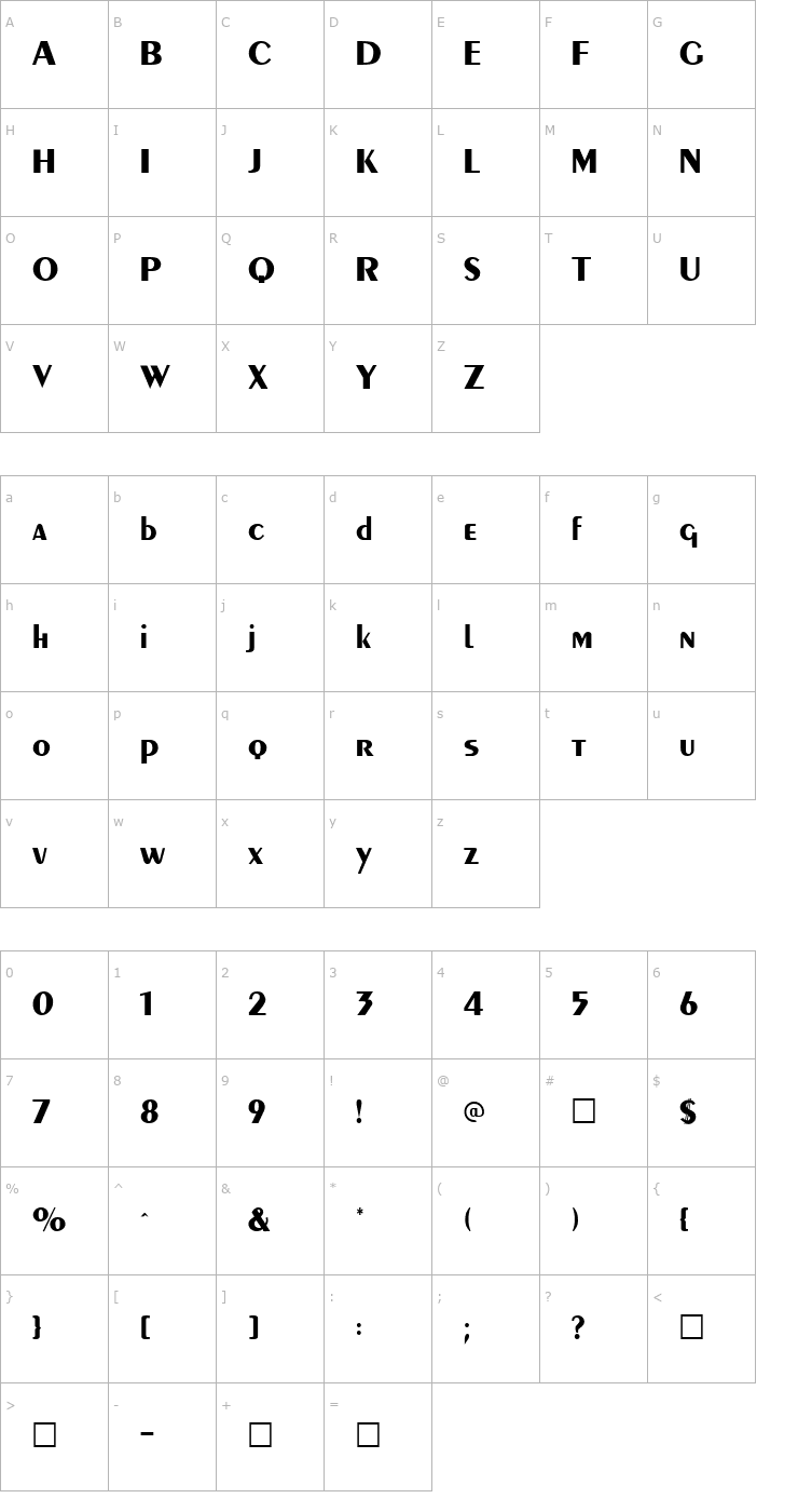 Character Map Penultimate Regular Font