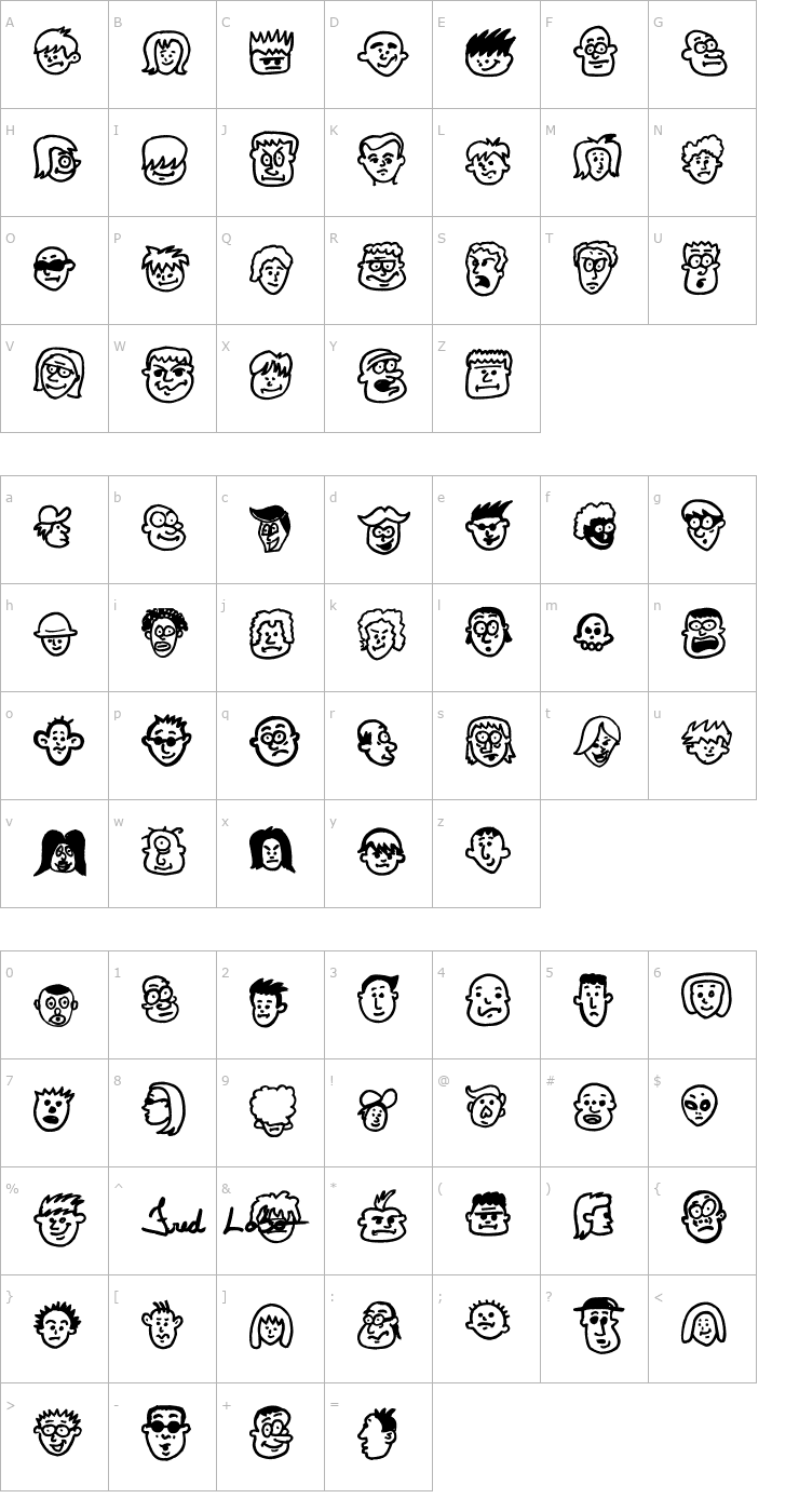 Character Map People Freak Font