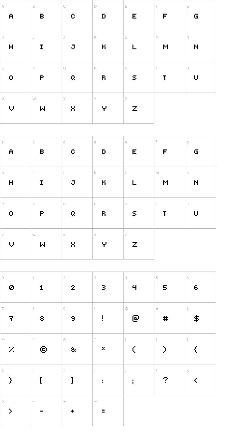 Character Map PEPminus10 Font