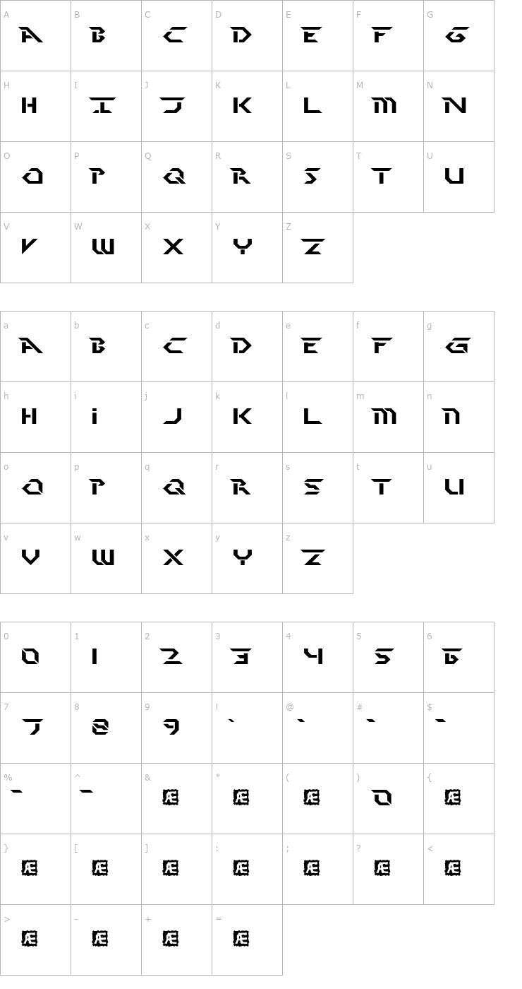 Character Map Perfect Dark Font