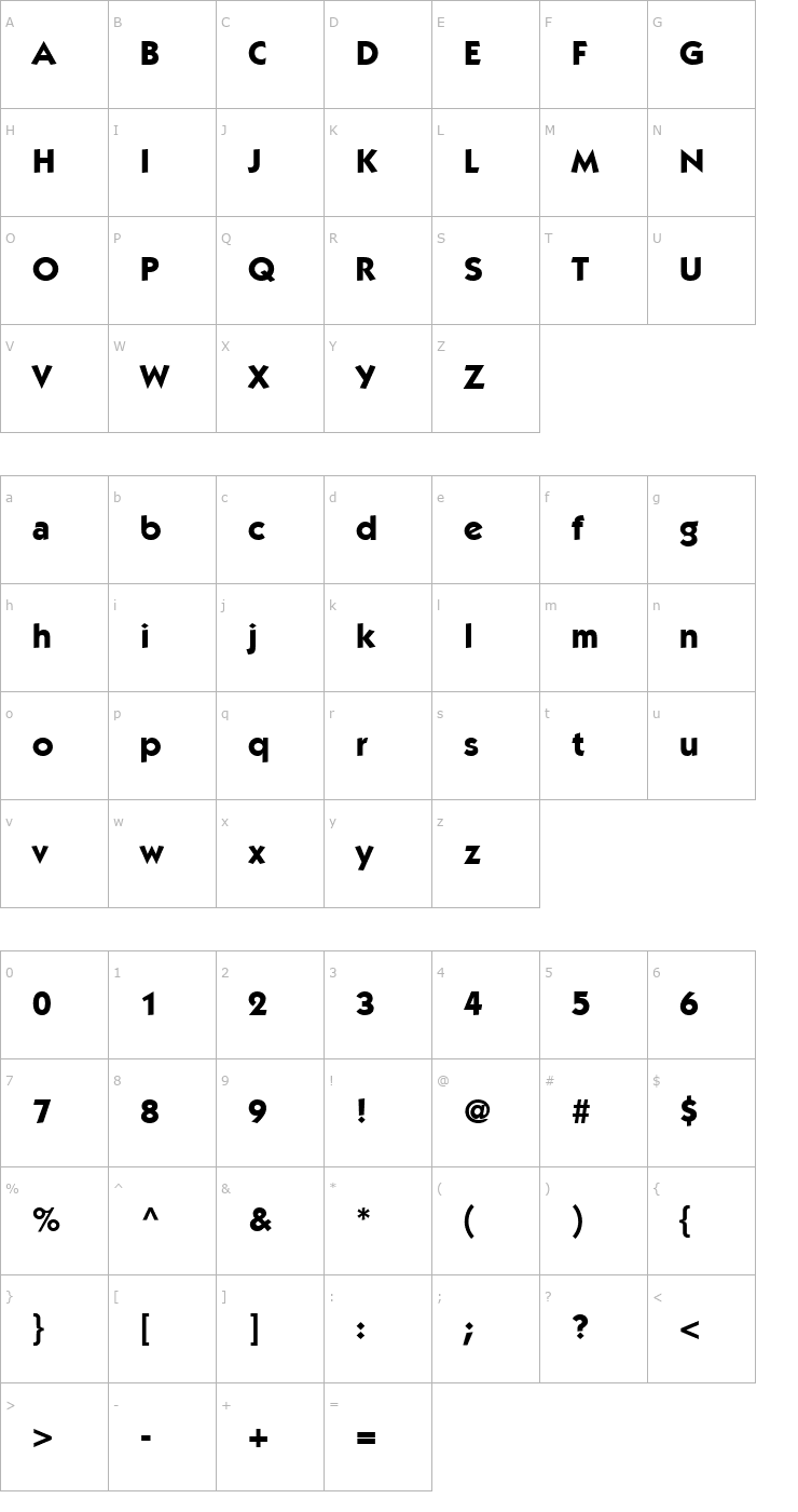 Character Map Performa SSi Bold Font