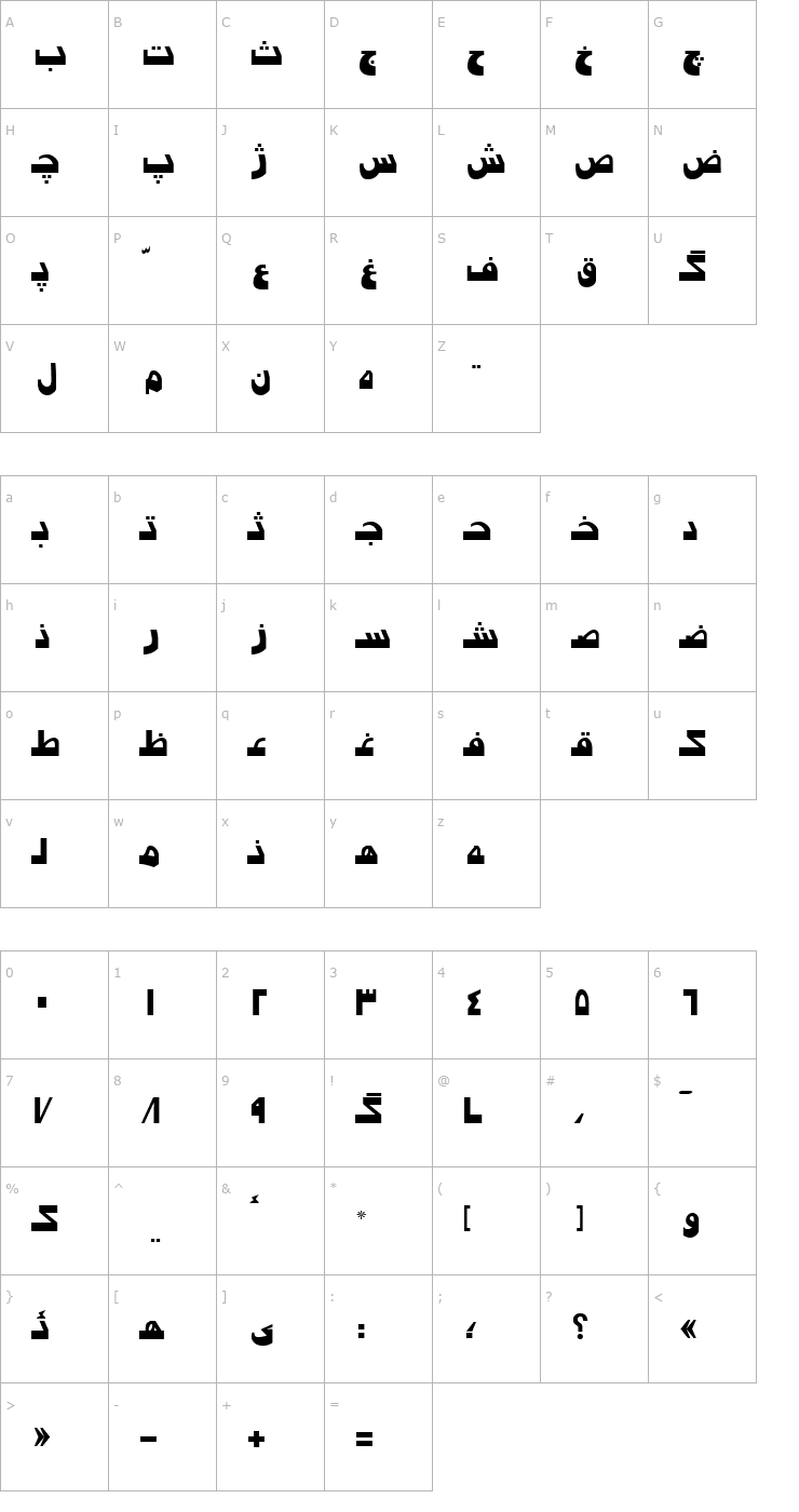 Character Map Persian7ModernSSK Font