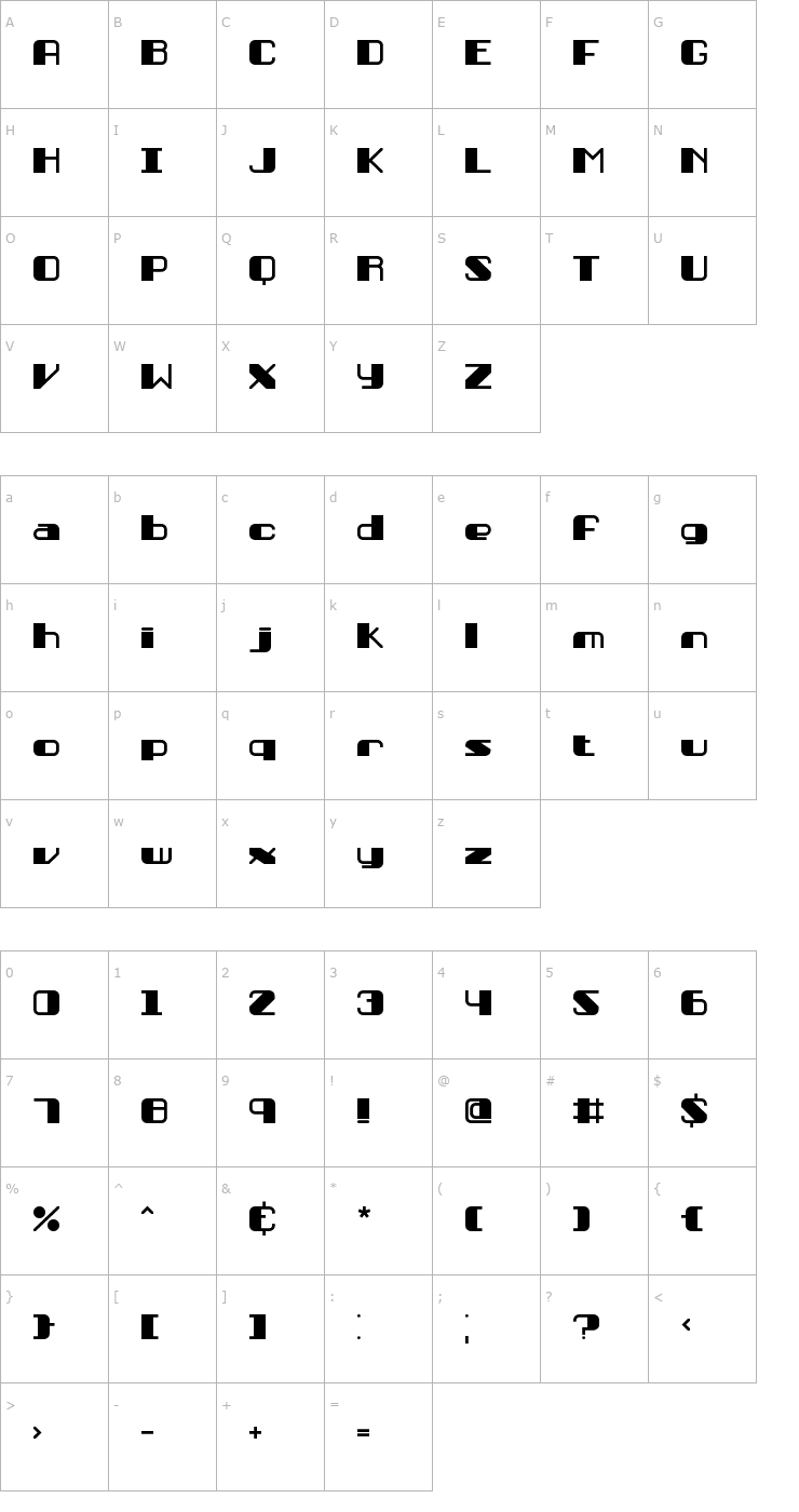 Character Map Persuasion BRK Font