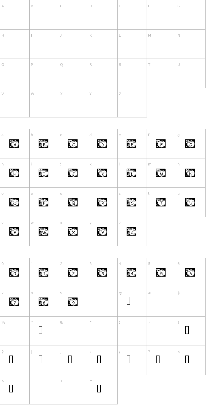 Character Map pf_pumpkin2 Font