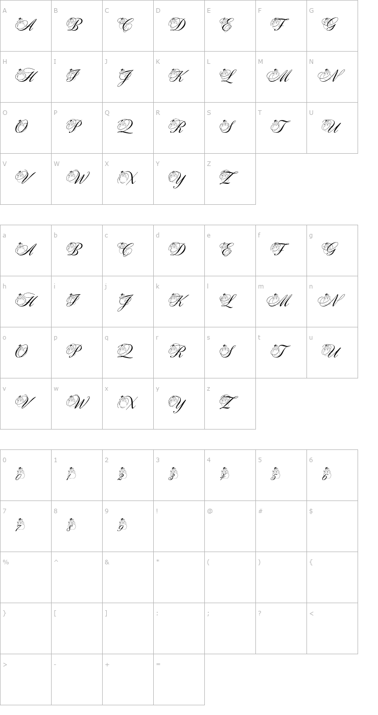 Character Map PF Snowman Citadel Font