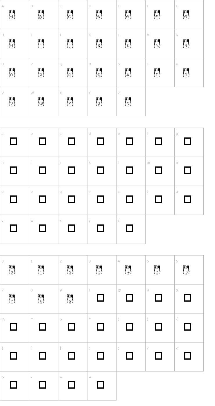 Character Map pf_snowman1 Font