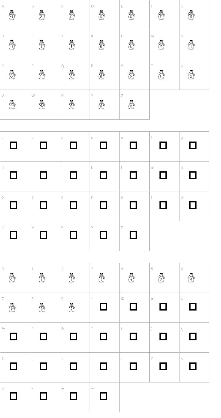 Character Map pf_snowman3 Font