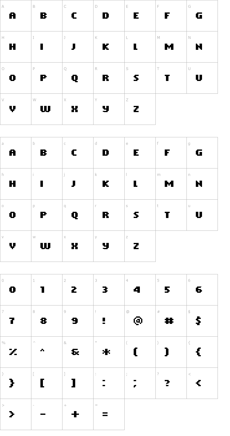 Character Map PF Tempesta Five Compressed Bold Font