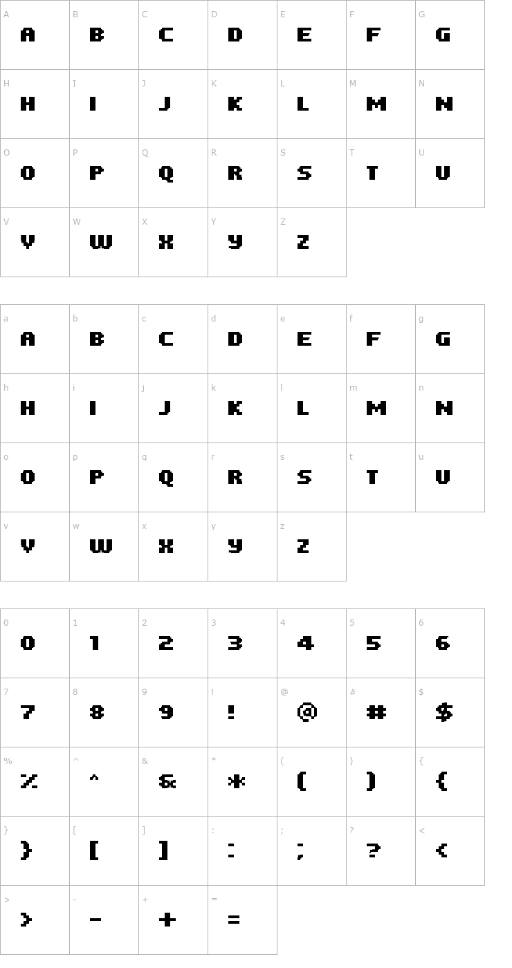 Character Map PF Tempesta Five Condensed Bold Font