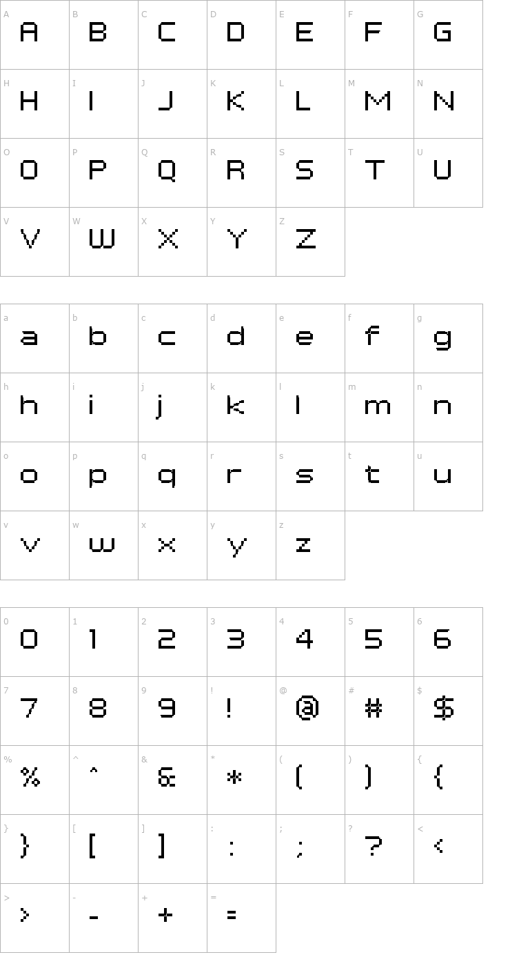 Character Map PF Tempesta Seven Extended Font