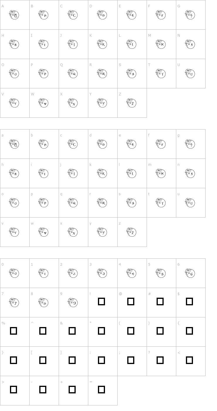 Character Map PF Xmas Flower 1 Font