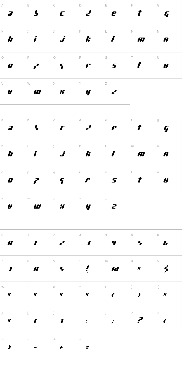 Character Map PG Gene Font