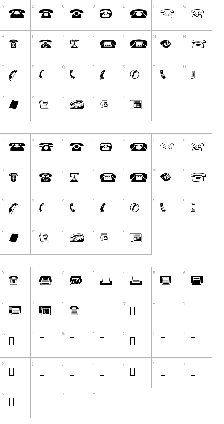 Character Map Phones Font