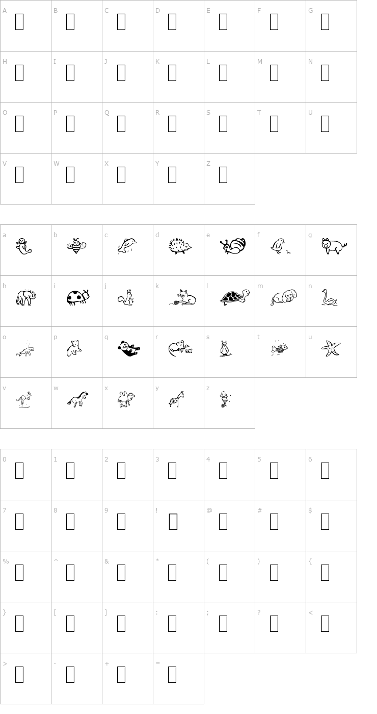 Character Map Pict' Animos Font